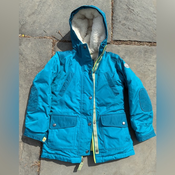 Lands' End Other - Lands' End Bright Teal Hooded Puffer Jacket with Sherpa Hood